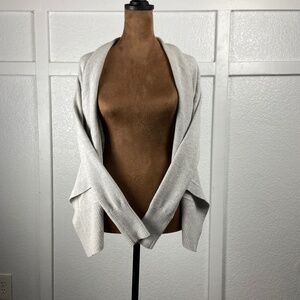 Ann Taylor LOFT Merino Wool Blend Open Front Cardigan Sweater Light Gray Size S